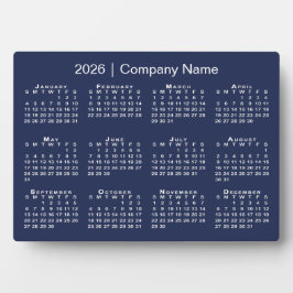 2026 Calendar Company Name Navy Blue Desktop Fotoplatte