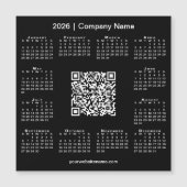 2026 Calendar Custom Business QR Code Black Magnet (Vorderseite)