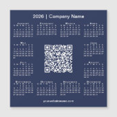 2026 Calendar Custom Business QR Code Navy Magnet (Vorderseite)