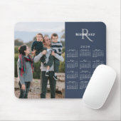 2026 Calendar Custom Photo Monogram Name Navy Blue Mousepad (Mit Mouse)