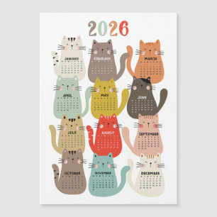 2026 Calendar Earth Tones Cats Magnetkarte
