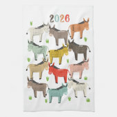 2026 Calendar Earth Tones Donkey Geschirrtuch (Vertikal)