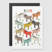 2026 Calendar Earth Tones Donkey Magnetkarte (Vorne/Hinten)