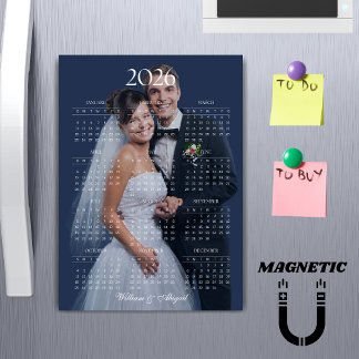 2026 Calendar Editable Color Custom Photo Magnet