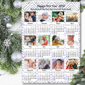 2026 Calendar Family Foto Moderner Silberner Glitz Magnetkarte