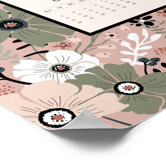 2026 Calendar Floral Pattern   Poster (Ecke)