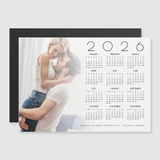 2026 Calendar-Foto-Overlay Neu-Gastgeschenk Hochze Magnetkarte (Vorne/Hinten)