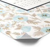 2026 Calendar Full Year Blue Cream Poppies Poster (Ecke)
