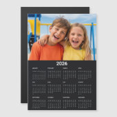 2026 Calendar Full Year Photo Black Fridge Magnet (Vorne/Hinten)