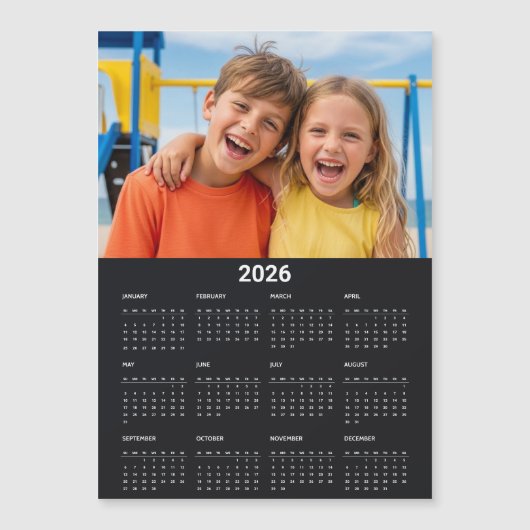 2026 Calendar Full Year Photo Black Fridge Magnet (Vorderseite)