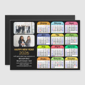 2026 Calendar Gold Black Business 2 Foto Magnetic Magnetkarte (Vorne/Hinten)