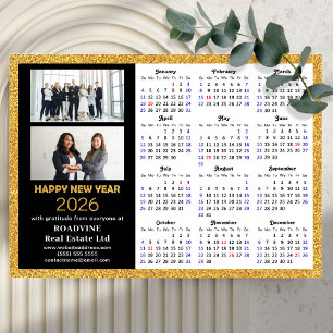 2026 Calendar Gold Black Business 2 Foto Magnetic Magnetkarte
