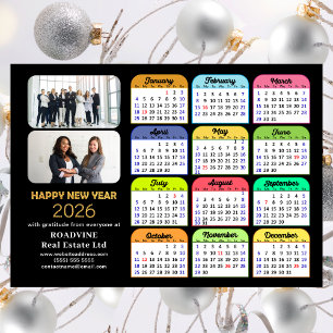 2026 Calendar Gold Black Business 2 Foto Magnetic Magnetkarte