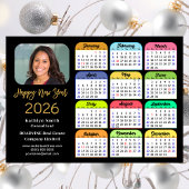 2026 Calendar Gold Black Business Foto Magnetic Magnetkarte