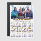 2026 Calendar Gold Glitzer Business Foto Magnetic Magnetkarte (Vorne/Hinten)