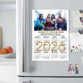 2026 Calendar Gold Glitzer Business Foto Magnetic Magnetkarte