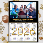 2026 Calendar Gold Glitzer Business Foto Magnetic Magnetkarte