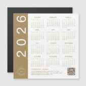 2026 Calendar Gold Text QR Code Company Logo Magnetkarte (Vorne/Hinten)