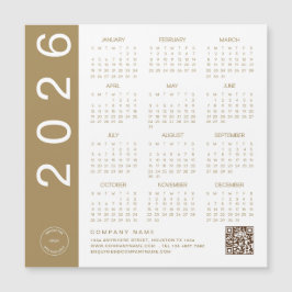 2026 Calendar Gold Text QR Code Company Logo Magnetkarte