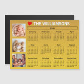 2026 Calendar Gold Textured Photo Collage Magnet (Vorne/Hinten)