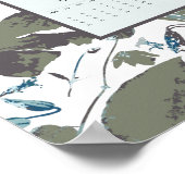 2026 Calendar Green Blue Clematis Floral Poster (Ecke)