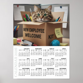 2026 Calendar, HR / New Employee - Office Fun Cats Poster