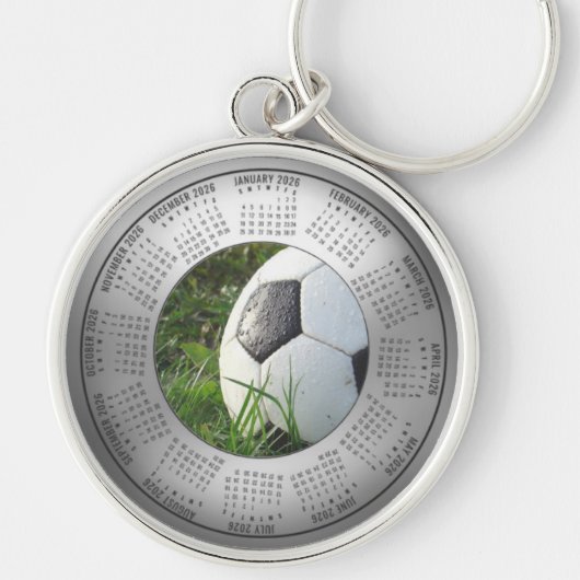 2026 Calendar Keychain Soccer Ball In Grass Schlüsselanhänger (Vorne)