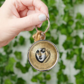 2026 Calendar Keychain Woman's Art Deco Face Gold Schlüsselanhänger (Hand)