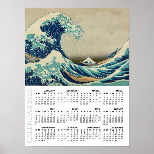 2026 Calendar, Large, Great Wave off Kanagawa Poster (Vorne)
