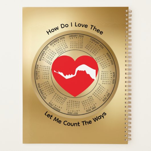 2026 Calendar Lovers' How Do I Love Thee Planner Planer (Rückseite)