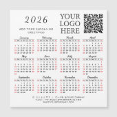 2026 Calendar Magnet Business QR Code Company Logo (Vorderseite)