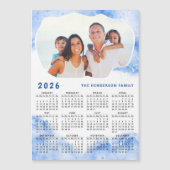 2026 Calendar Magnet Family Foto Name Blue White (Vorderseite)