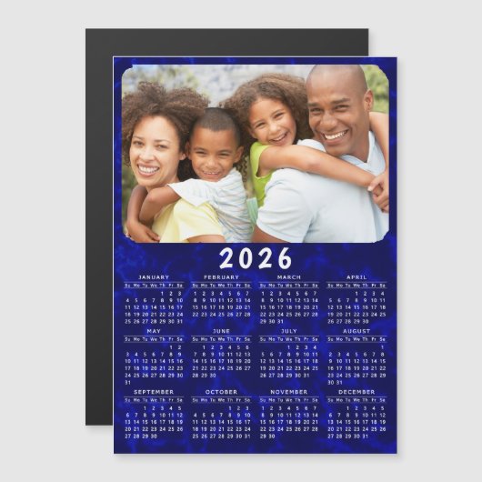 2026 Calendar Magnet Family Foto Navy Blue (Vorne/Hinten)
