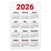 2026 Calendar Magnet | Red Black Gray White (Vertikal)