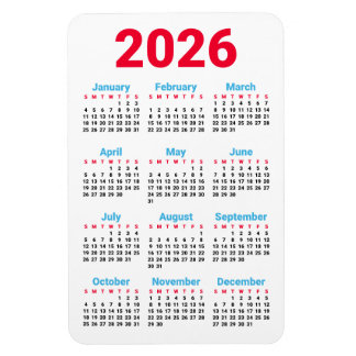 2026 Calendar Magnet | Theme: Chicago flag colors