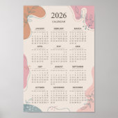 2026 Calendar Mid Century Abstrakt Boho Ästhetik Poster (Vorne)