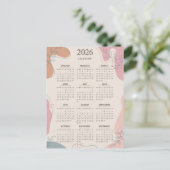 2026 Calendar Mid Century Abstrakt Boho Ästhetik Postkarte (Stehend Vorderseite)