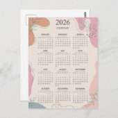 2026 Calendar Mid Century Abstrakt Boho Ästhetik Postkarte (Vorne/Hinten)