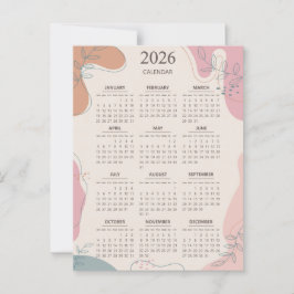 2026 Calendar Mid Century Abstrakt Boho Ästhetik Postkarte