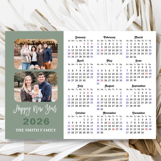 2026 Calendar Modernes Magazin Green 2 Foto Magnet