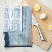 2026 Calendar Ocean Waves Beach Rocks Fabric Font Geschirrtuch (Viertel Falte)