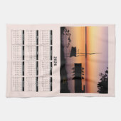 2026 Calendar of a Sunset on Lake with Silhouette  Geschirrtuch (Horizontal)