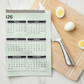 2026 Calendar of a White Lighthouse in Sunset Geschirrtuch (Viertel Falte)