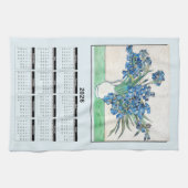 2026 Calendar of Van Gogh Blue Flowers in Vase Geschirrtuch (Horizontal)