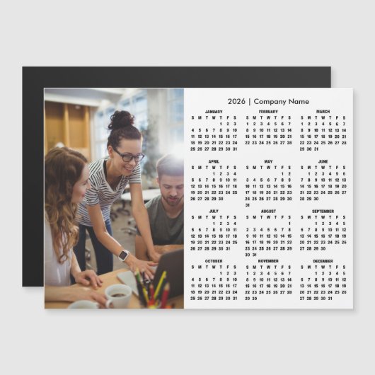 2026 Calendar Personalized Business Photo Magnet (Vorne/Hinten)