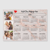 2026 Calendar Pink Marbleized Photo Collage Magnet (Vorderseite)