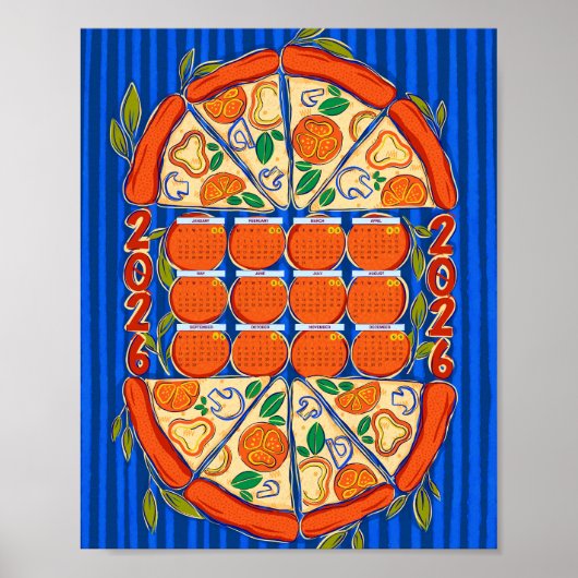 2026 Calendar - Pizza Calendar Poster (Vorne)