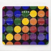 2026 Calendar Pride Rainbow Polka Dots on Black Mousepad (Vorne)