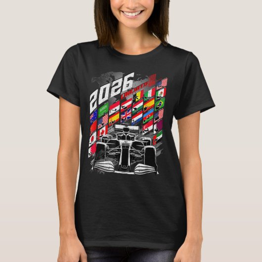2026 Calendar Racing Circuit Schedule Places T-Shirt (Vorderseite)