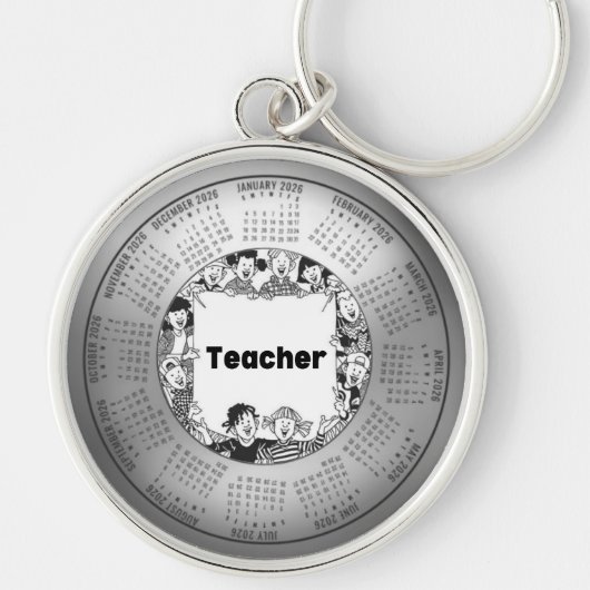 2026 Calendar Round Keychain Teacher Schlüsselanhänger (Vorne)